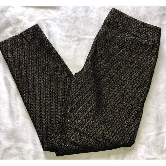 Ann Taylor Loft Black and Gold Marisa Style Lined Slacks- 2 - Picture 3 of 13